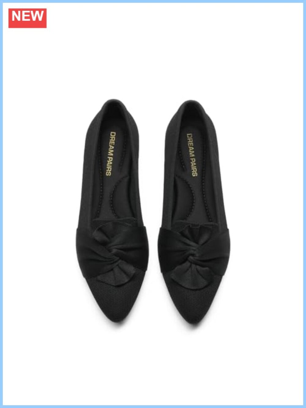 Women's Pointed Toe Ballet Flats Knit Bow Foldable Comfort Shoes